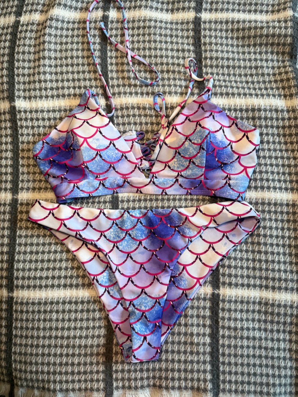 Mermaid Scale Two-Piece Bikini - Pink, Purple, Blue